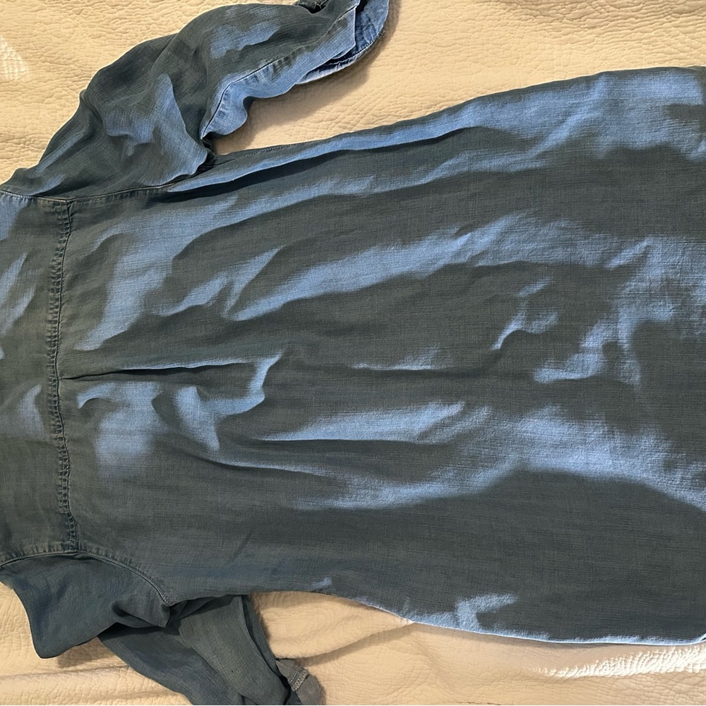 Chico’s sz 1 Blue Denim Button-Up Shirt Dress Tunic - Picture 3 of 8